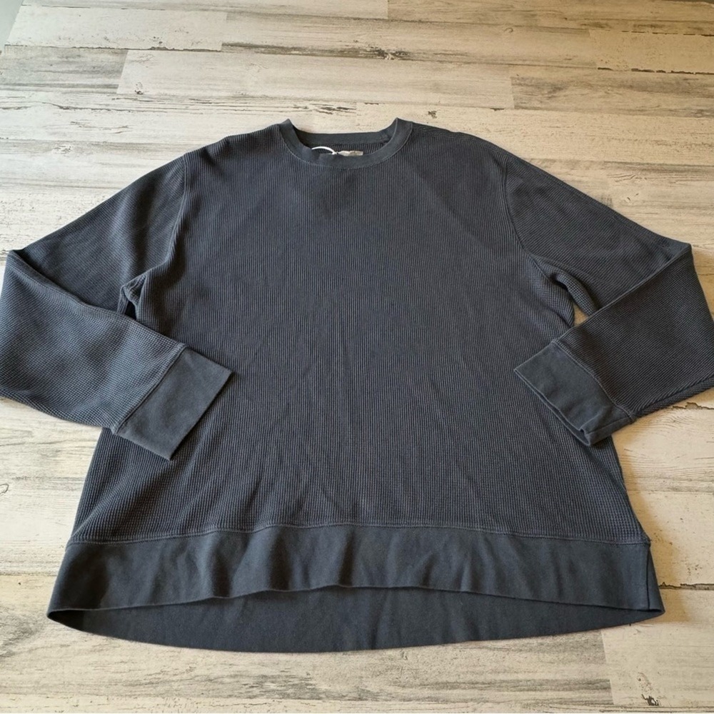 NWT Everlane Men's The Waffle Long Sleeve Crew Tee Slate Gray Organic Cotton XXL